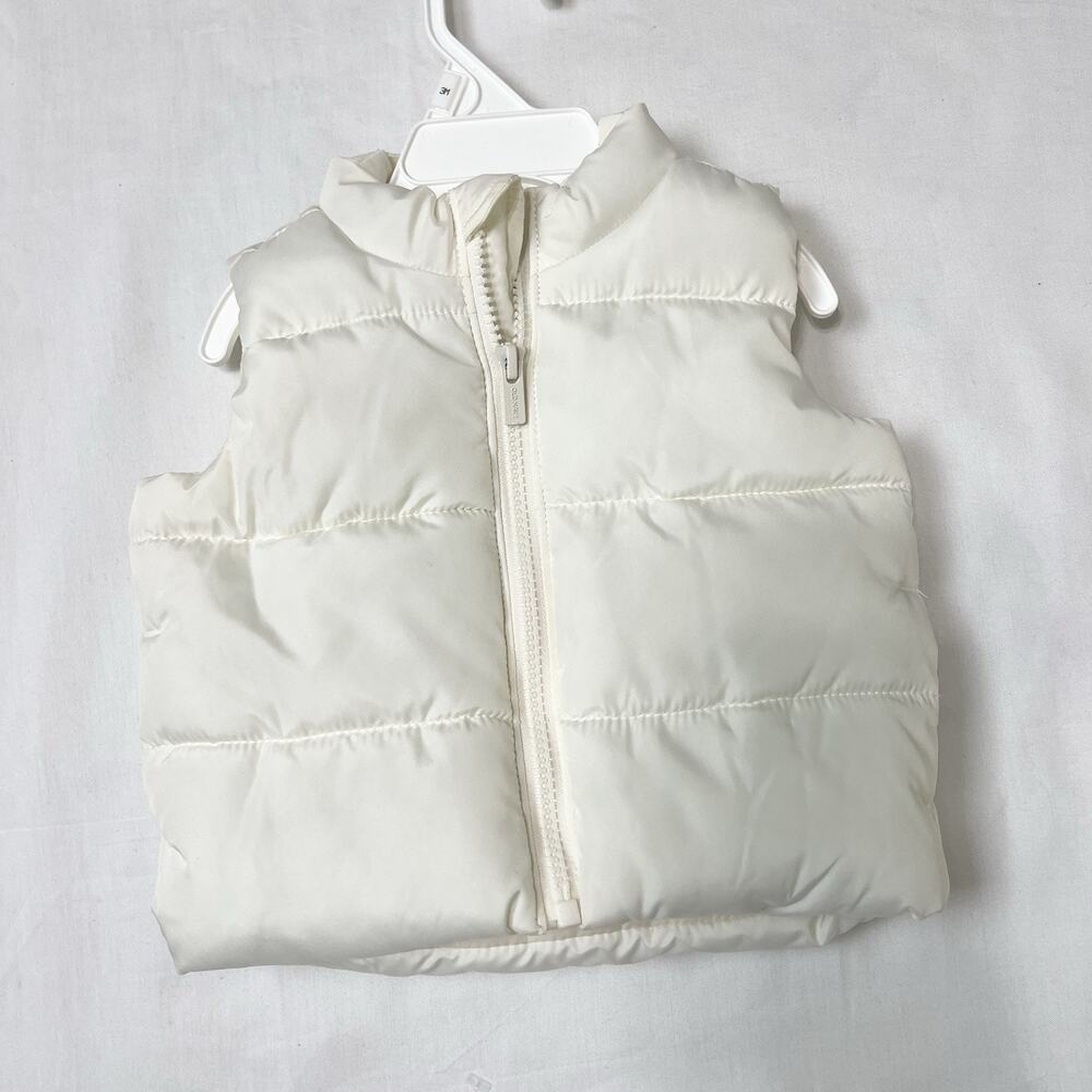Old Navy Girl's Water-Resistant Quilted Puffer Vest White Cream Size‎ 3-6months